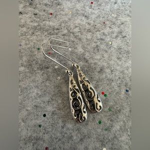 Drop Dangle Earrings. Hippie Boho Fashion. Silver Vintage Statement.